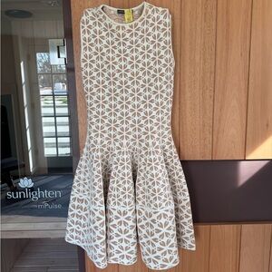 Alexander McQueen Cream and Tan Floral Cutout Mini Dress